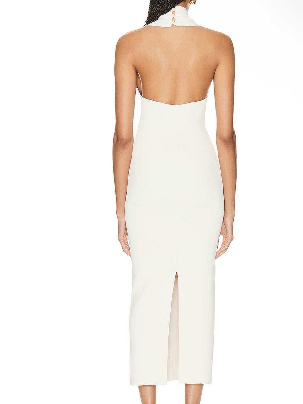 KHAITE THE ALMFAI Cream Sleeveless Ribbed Midi Dress - Picture 7 of 7